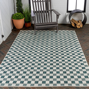 Aimee Traditional Cottage Checkerboard Indoor/Outdoor Area Rug